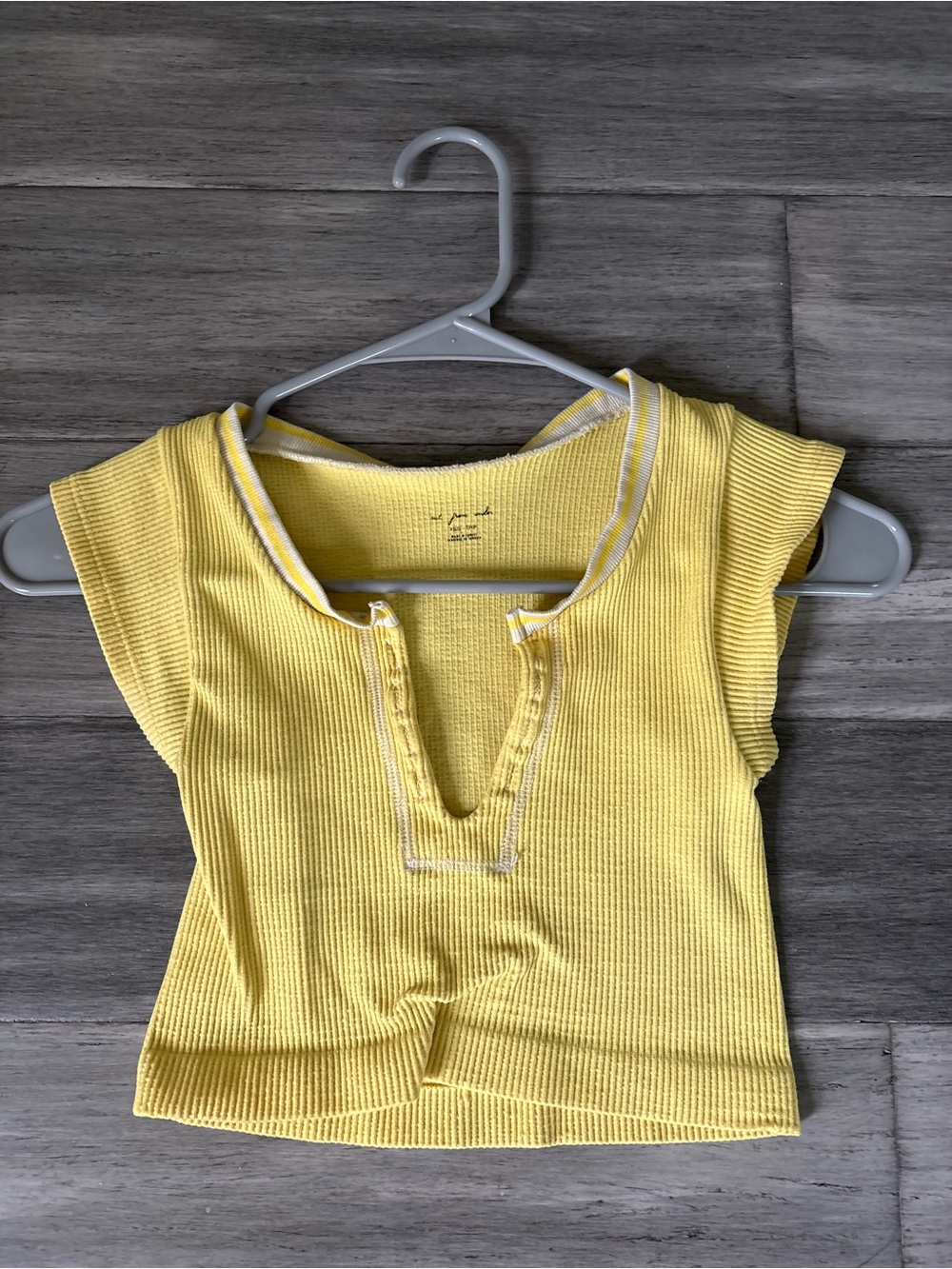 Urban Outfitters Yellow Ribbed Notch Crop Top